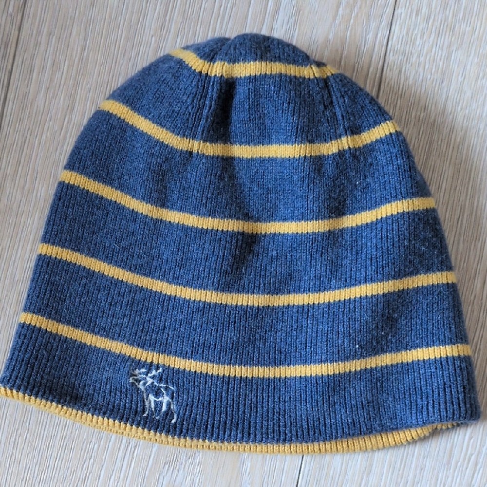 Abercrombie & Fitch Blue and Yellow Striped Beanie